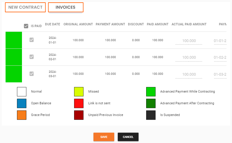 Advance invoices while contracting