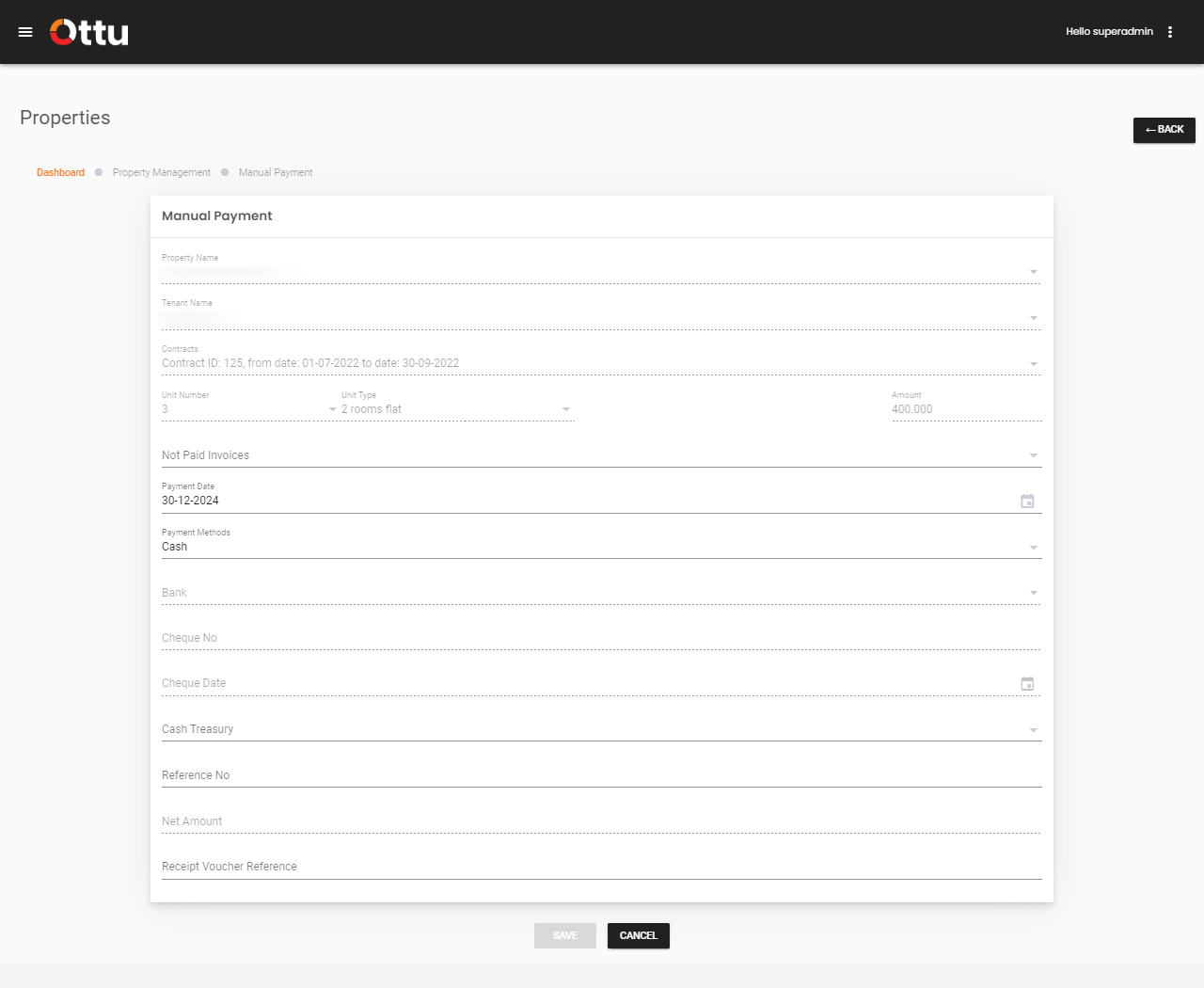Manual payment form