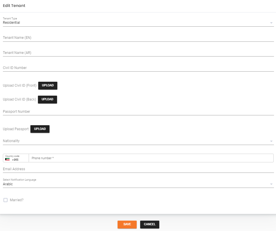 Residential tenant form