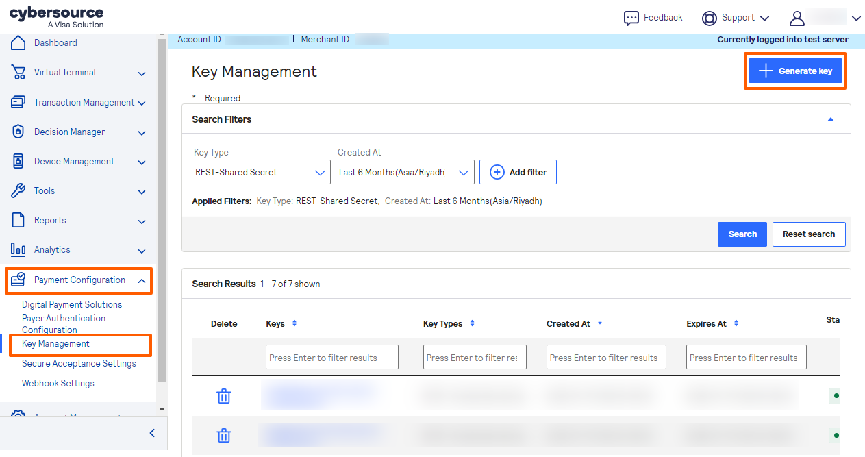Cybersource Key Management