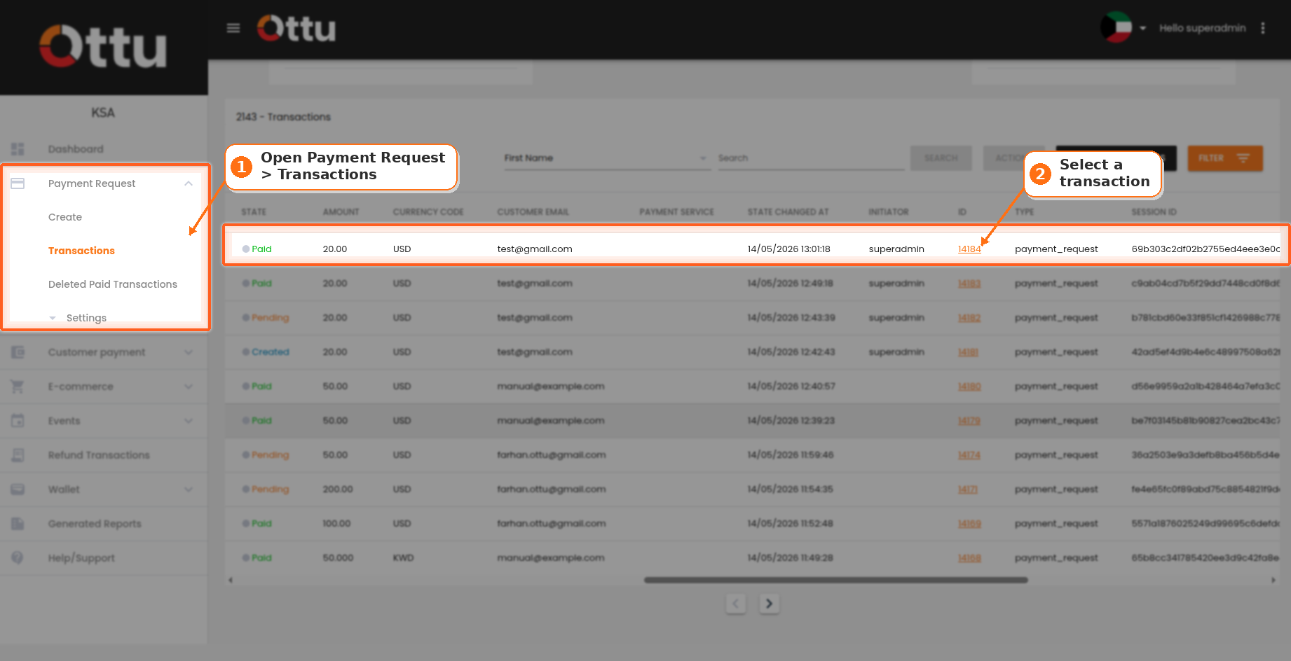 Paid transaction opened in Payment Management